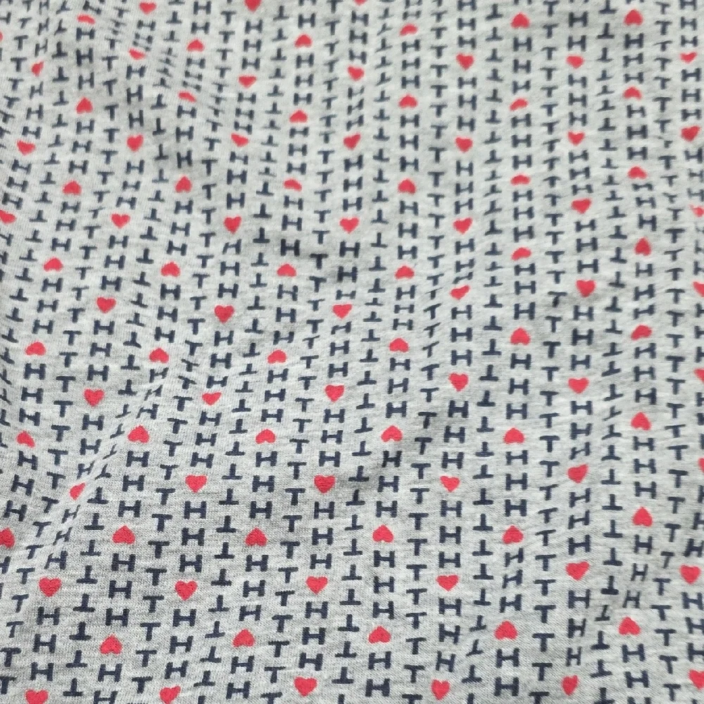 Tommy Hilfiger Grey Sleep Top with Red Heart Print and Navy Trim